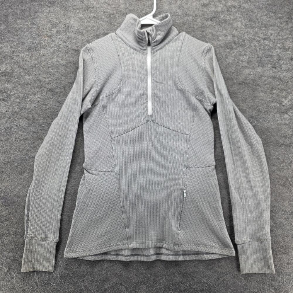 Lululemon Sweatshirt Womens 6 Gray Pullover 1/4 Zip Pockets Stretch Herringbone